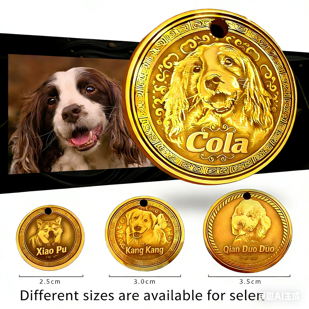 Personalized Engraved Brass Pet Anti-Lost Pendant