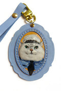 Hand-carved leather custom oval pet portrait tag