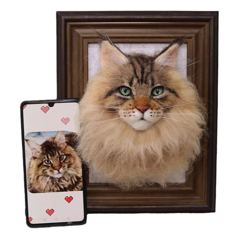 Custom Wool Felt Pet Portraits-Cat